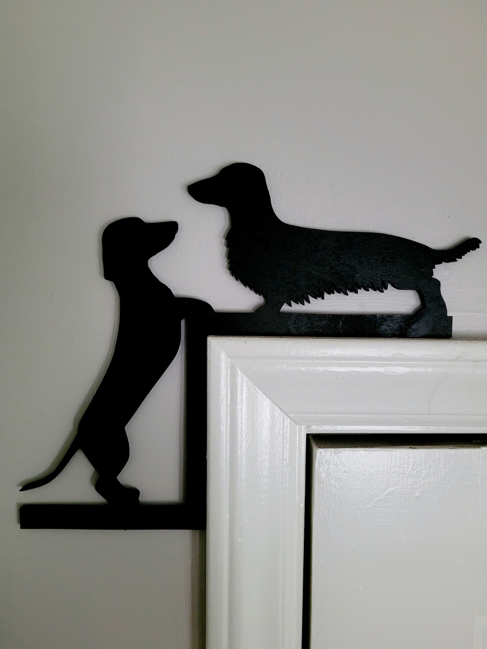 Large Long & Short Hair Wiener Dog Corner Accent