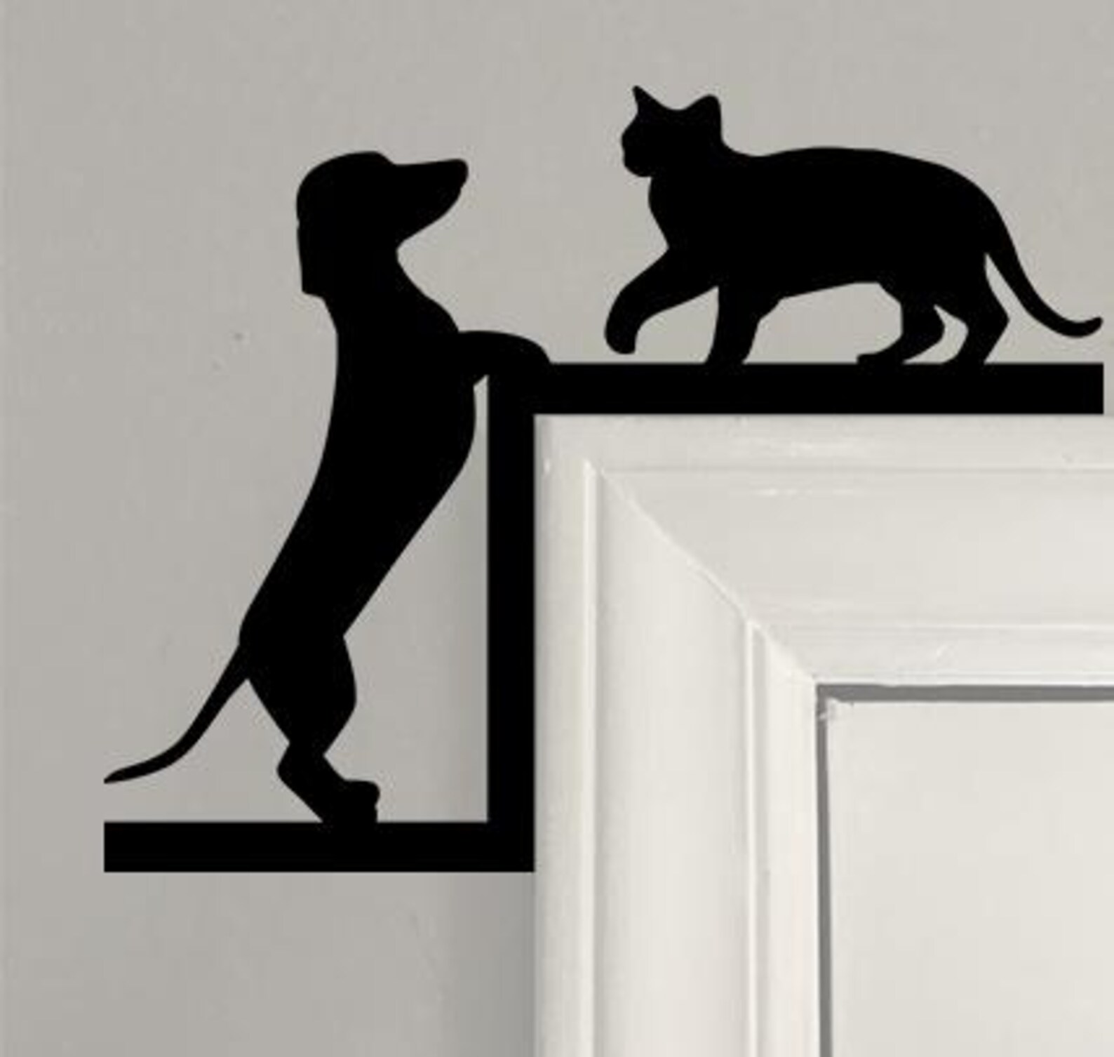 Wiener Dog And Cat Door Corner